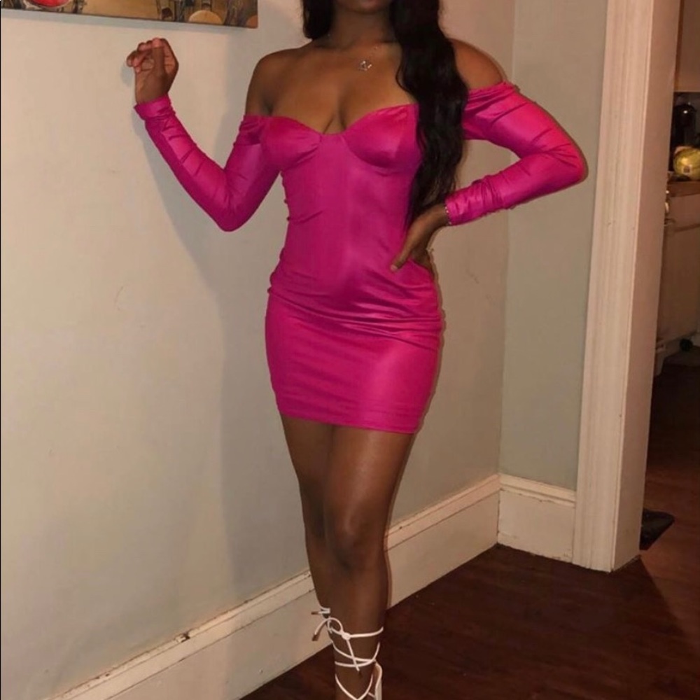 Pink Off The Shoulders Dress